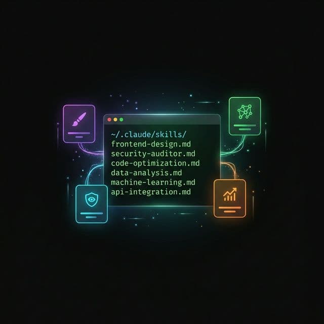 Estrutura de Skills do Claude Code — pasta ~/.claude/skills com arquivos SKILL.md