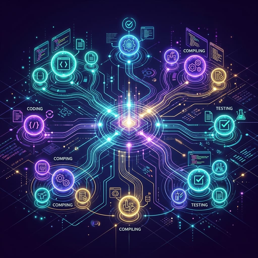Fluxo de orquestração de múltiplos agentes de IA paralelos no Google Antigravity 2.0