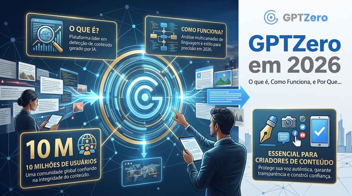 GPTZero detectando texto com IA — interface do painel em 2026