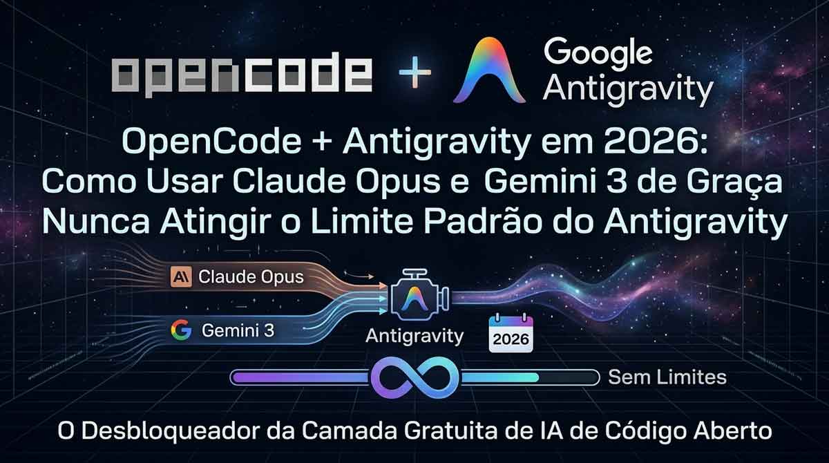 OpenCode + Antigravity em 2026: Como Usar Claude Opus e Gemini 3 de Graça e Nunca Atingir o Limite Padrão do Antigravity