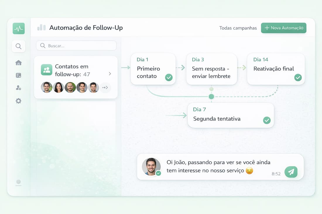 Interface do Zently: Follow-up Automático